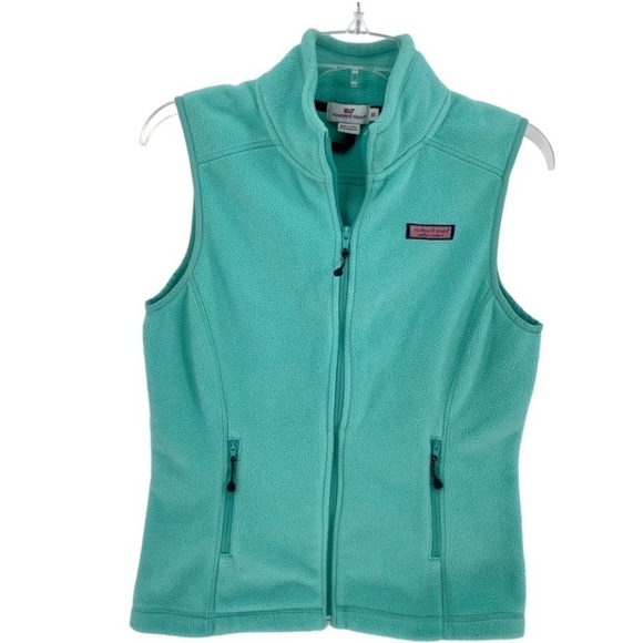 Vineyard Vines Mint Green Fleece Vest Full Zip Front - Sz XS - Picture 1 of 15
